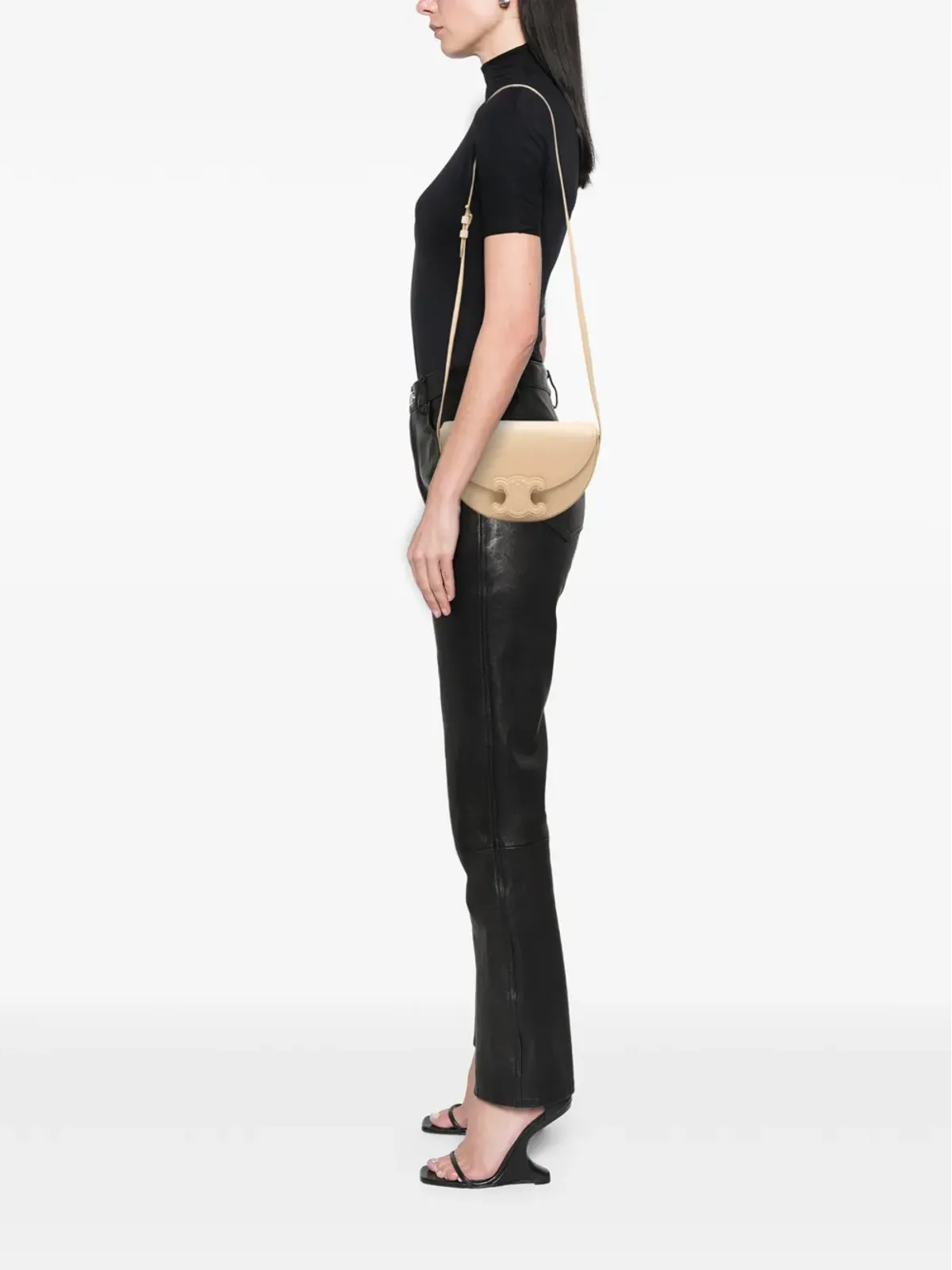 Celine ビンテージ 2022 スムースカーフスキン Triomphe Besace クロスボディバッグ - ブラウン - 画像2