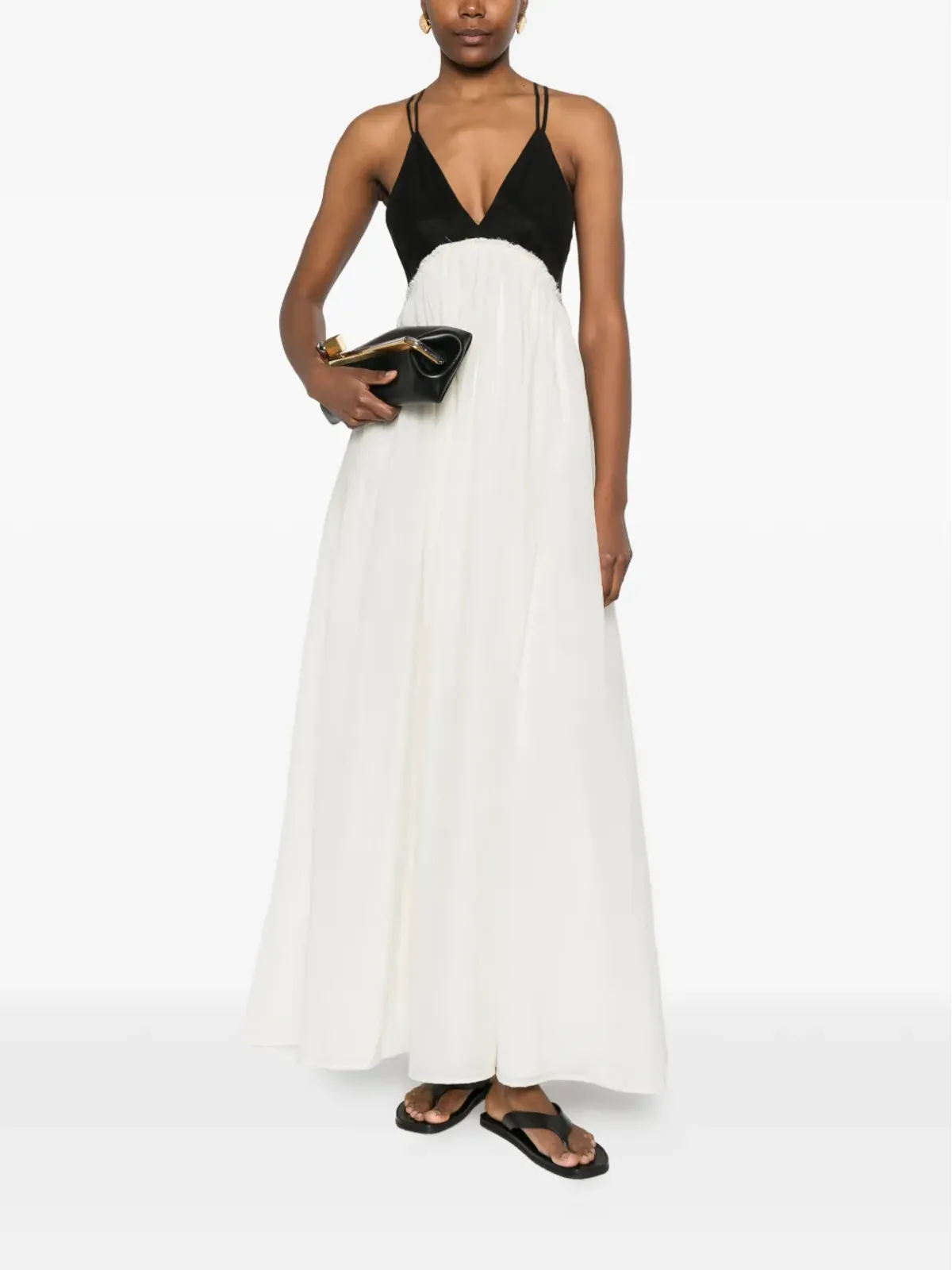 Eleh V-neck maxi dress - Vネック マキシドレス（ホワイト） - 画像2