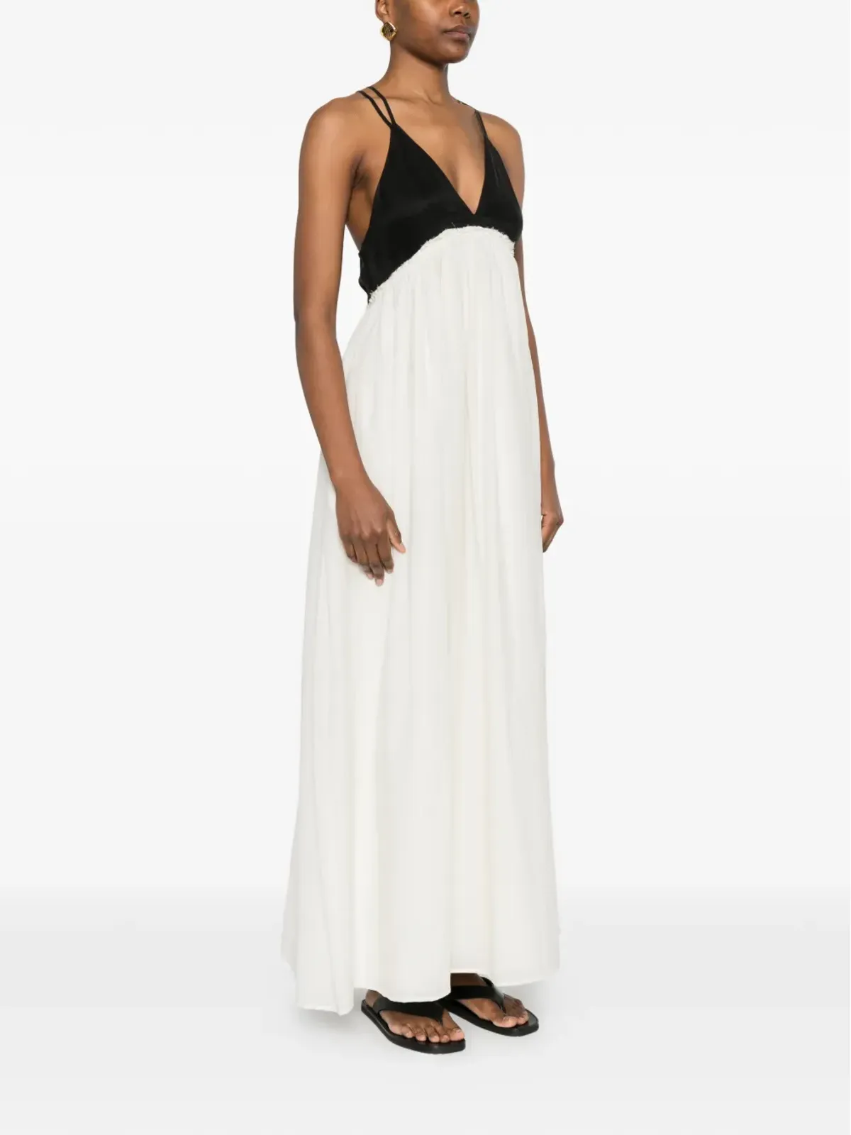 Eleh V-neck maxi dress - Vネック マキシドレス（ホワイト） - 画像3
