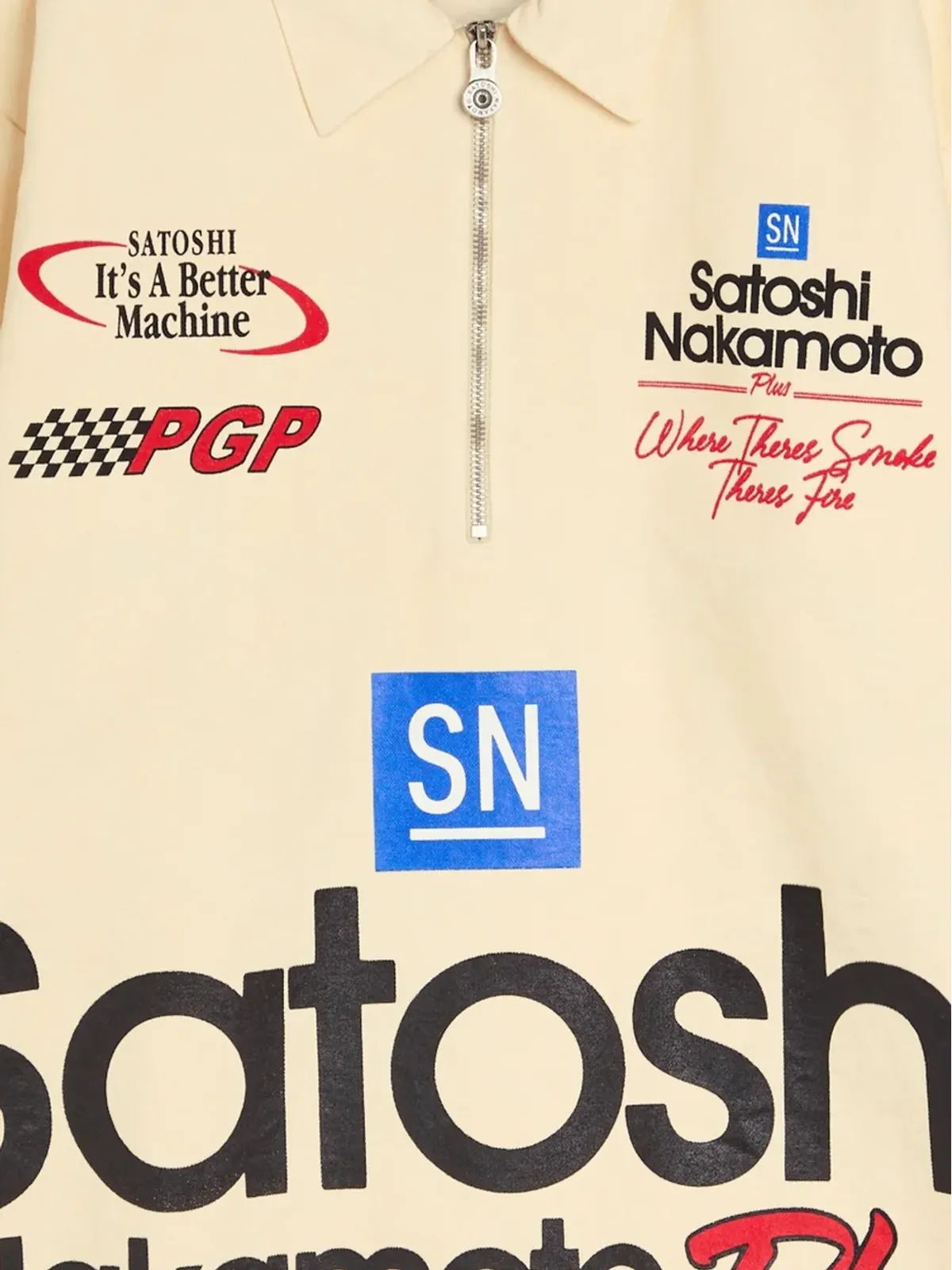 SATOSHI NAKAMOTO ジップグラフィックポロシャツ - ニュートラル - 画像2