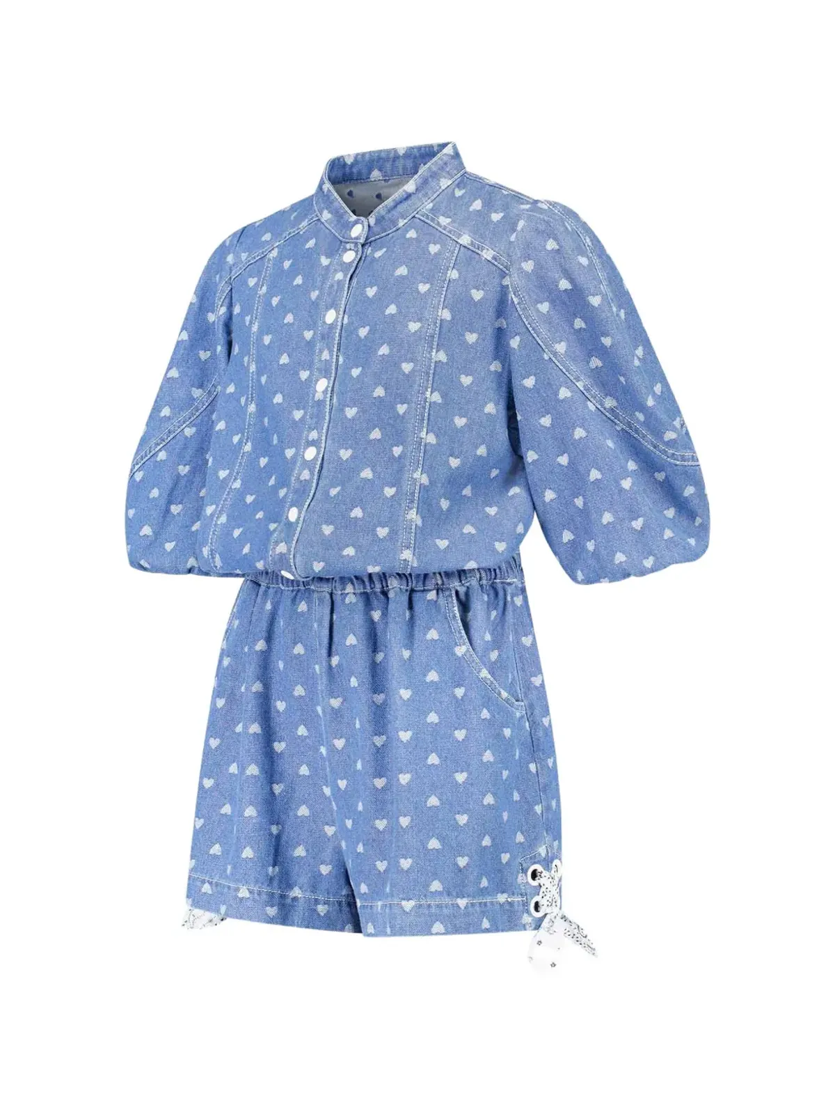 ZIMMERMANN Kids ハート柄プリントのパフスリーブ付きプレイスーツ - Blue - 画像2