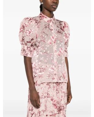 alice + olivia Willa パフスリーブ花柄シャツ ピンク - サムネイル3