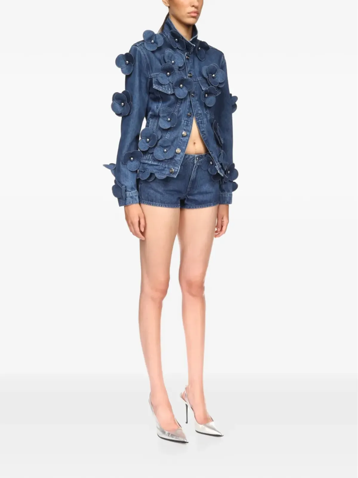 David Koma 3D Flowerデニムミニショーツ - 画像4