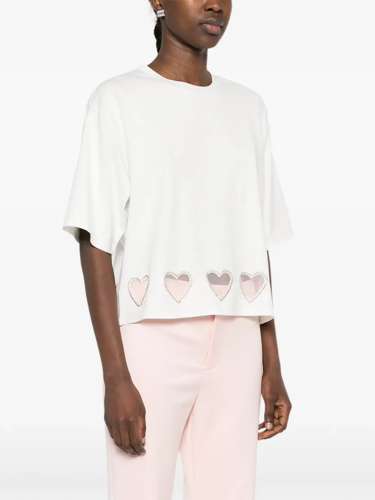 alice + olivia エヴァン クリスタルハーツ カットアウト Tシャツ - 画像3
