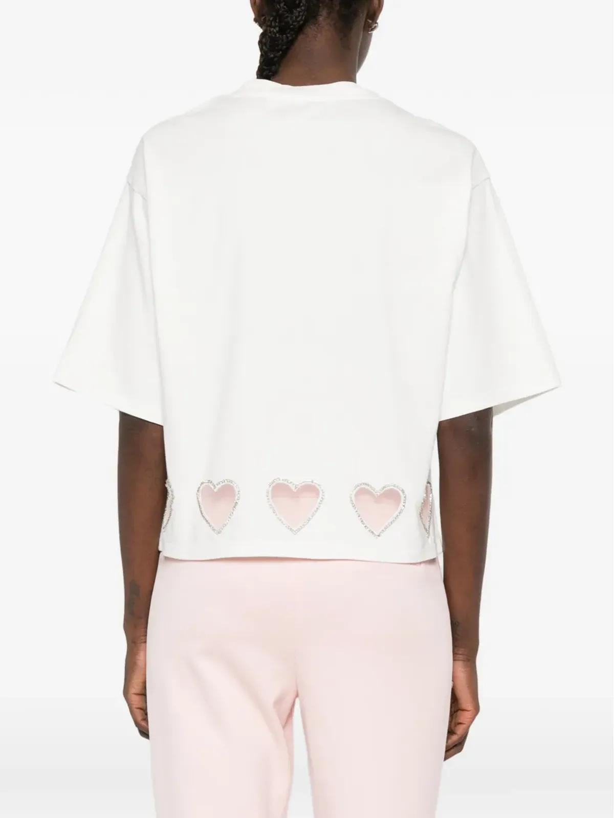 alice + olivia エヴァン クリスタルハーツ カットアウト Tシャツ - 画像4