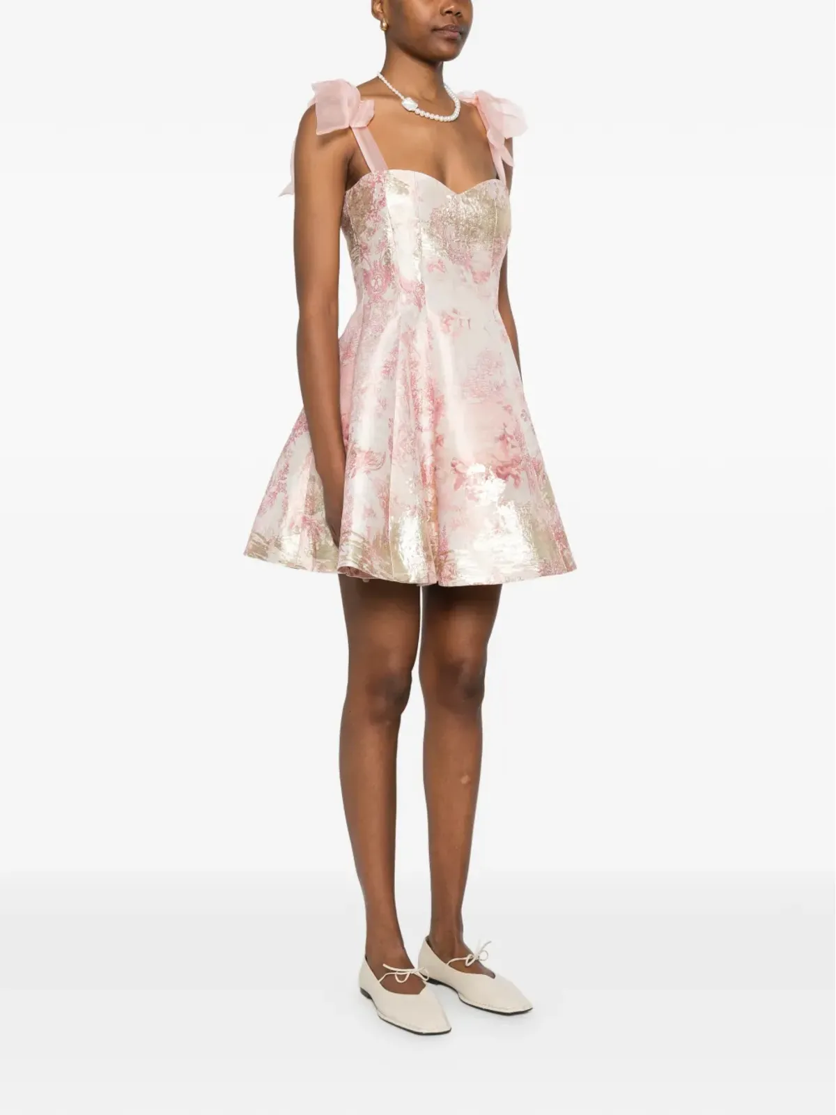 alice + olivia 夏のリボン花柄ミニドレス - 画像3