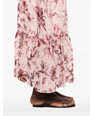 alice + olivia ピンクのスティービー花柄フリル付きマキシスカート - サムネイル5