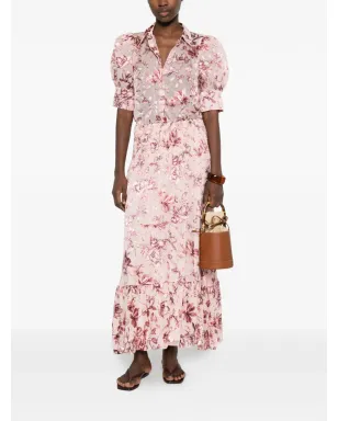 alice + olivia ピンクのスティービー花柄フリル付きマキシスカート - サムネイル2
