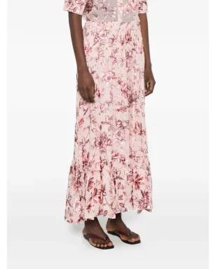 alice + olivia ピンクのスティービー花柄フリル付きマキシスカート - サムネイル3