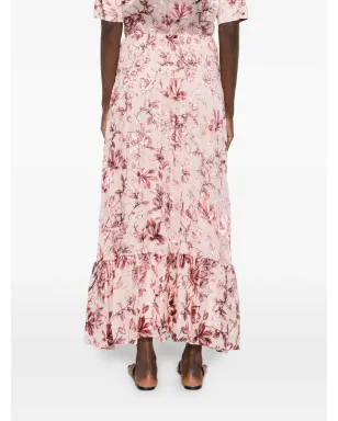 alice + olivia ピンクのスティービー花柄フリル付きマキシスカート - サムネイル4