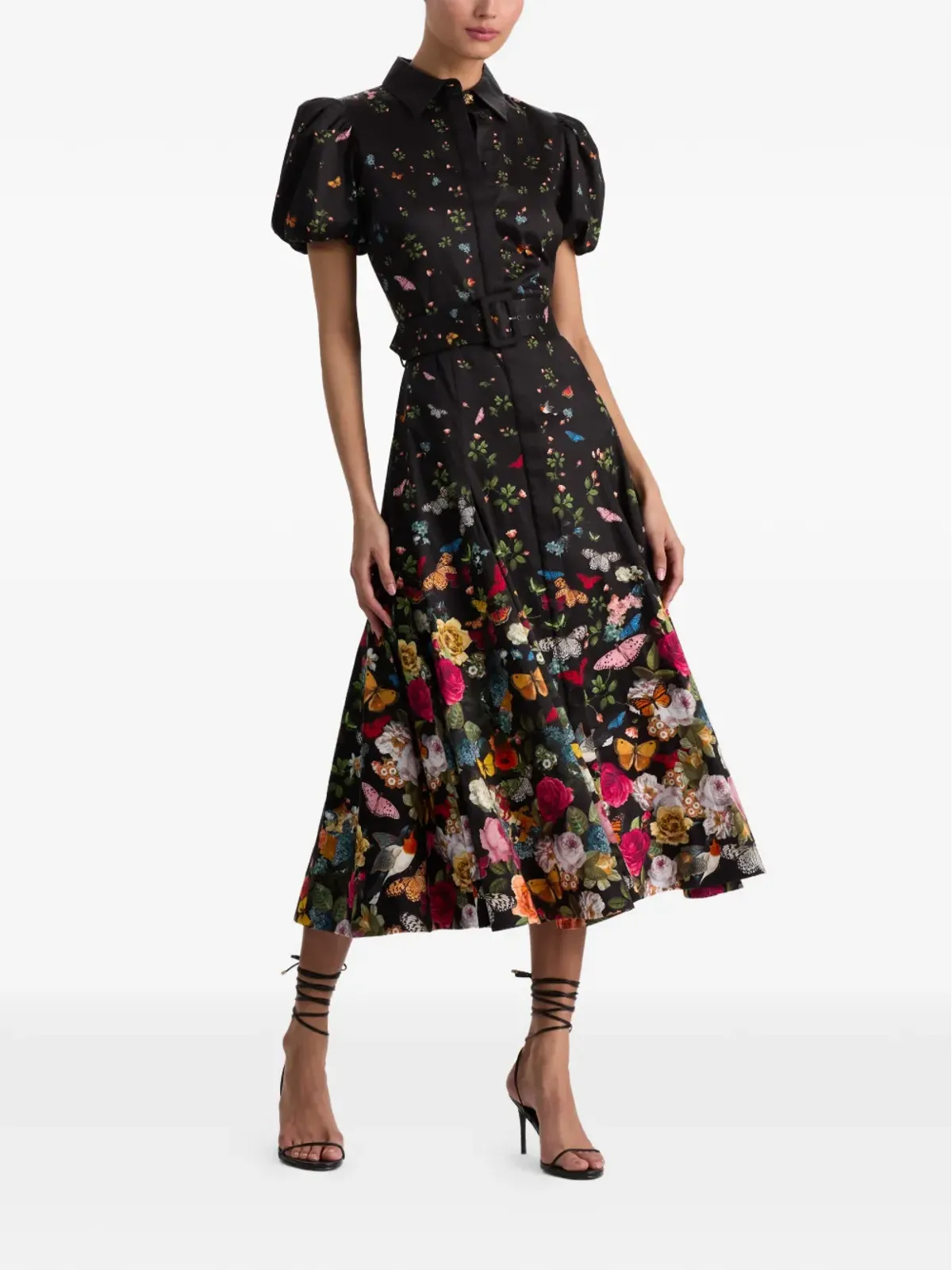 alice + olivia ヘンリエッタ フローラル ベルト付き ミディドレス - 画像2