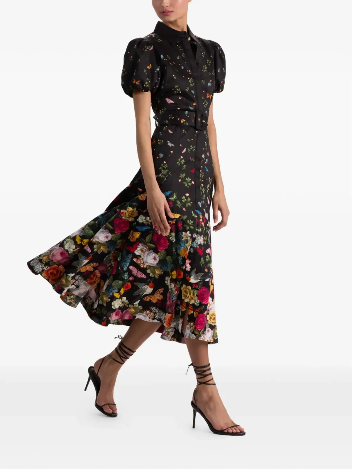 alice + olivia ヘンリエッタ フローラル ベルト付き ミディドレス - 画像3