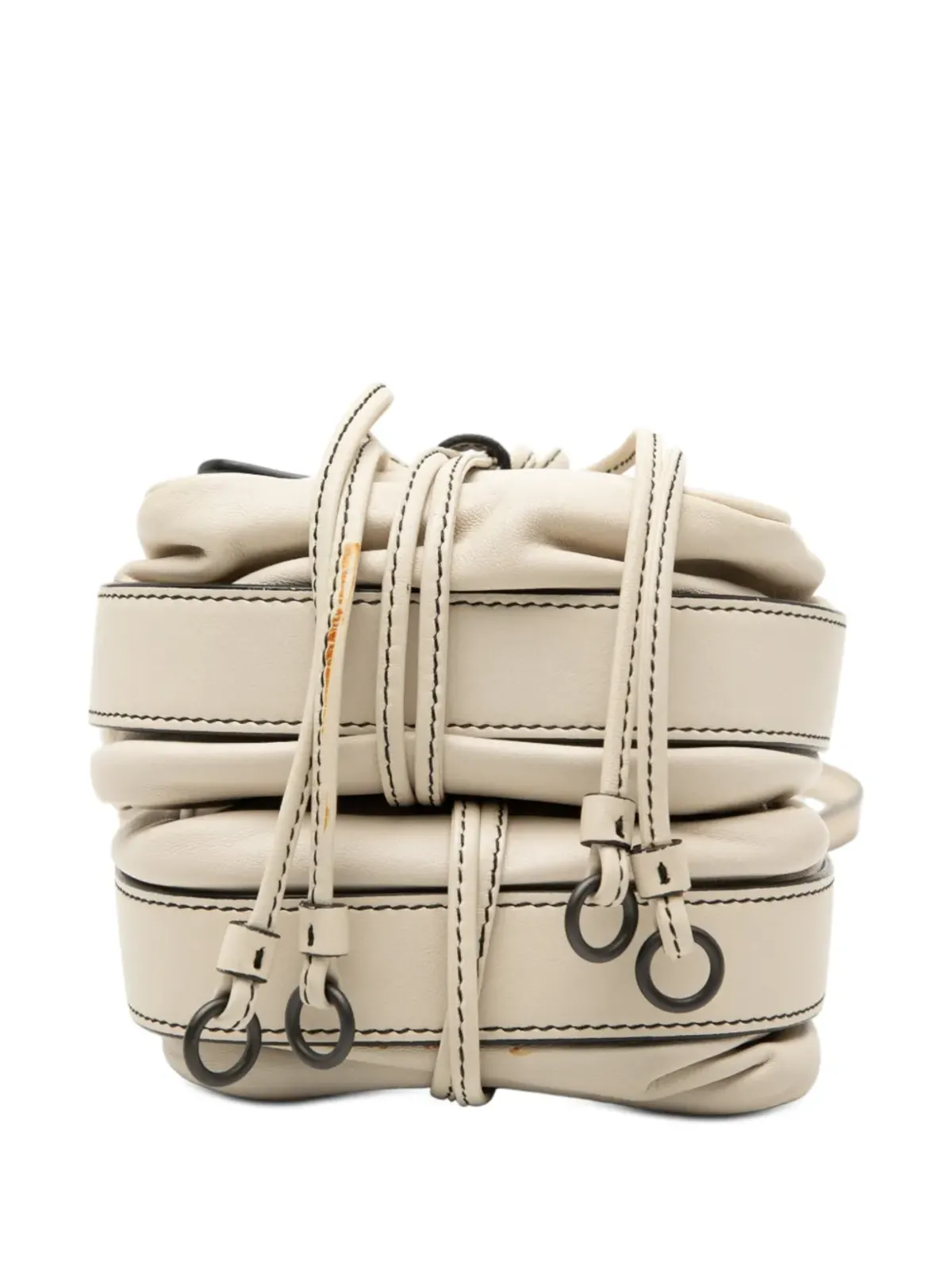 Bottega Veneta ビンテージ ナパレザー イントレチャート ダブルサイドフラップ クロスボディバッグ（ホワイト） - 画像4