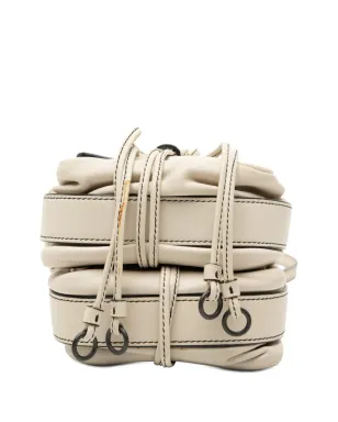 Bottega Veneta ビンテージ ナパレザー イントレチャート ダブルサイドフラップ クロスボディバッグ（ホワイト） - サムネイル4