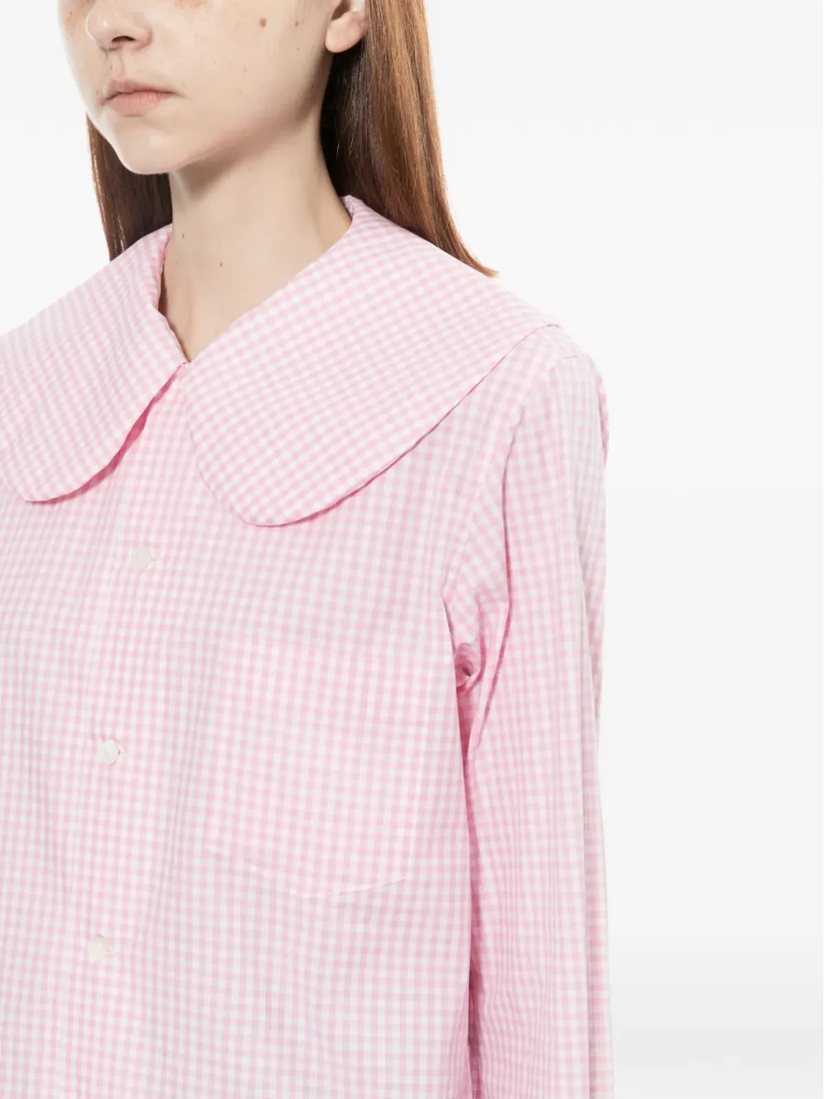 Comme Des Garçons Girl ギンガムチェック ピーターパンカラー シャツ - 画像5