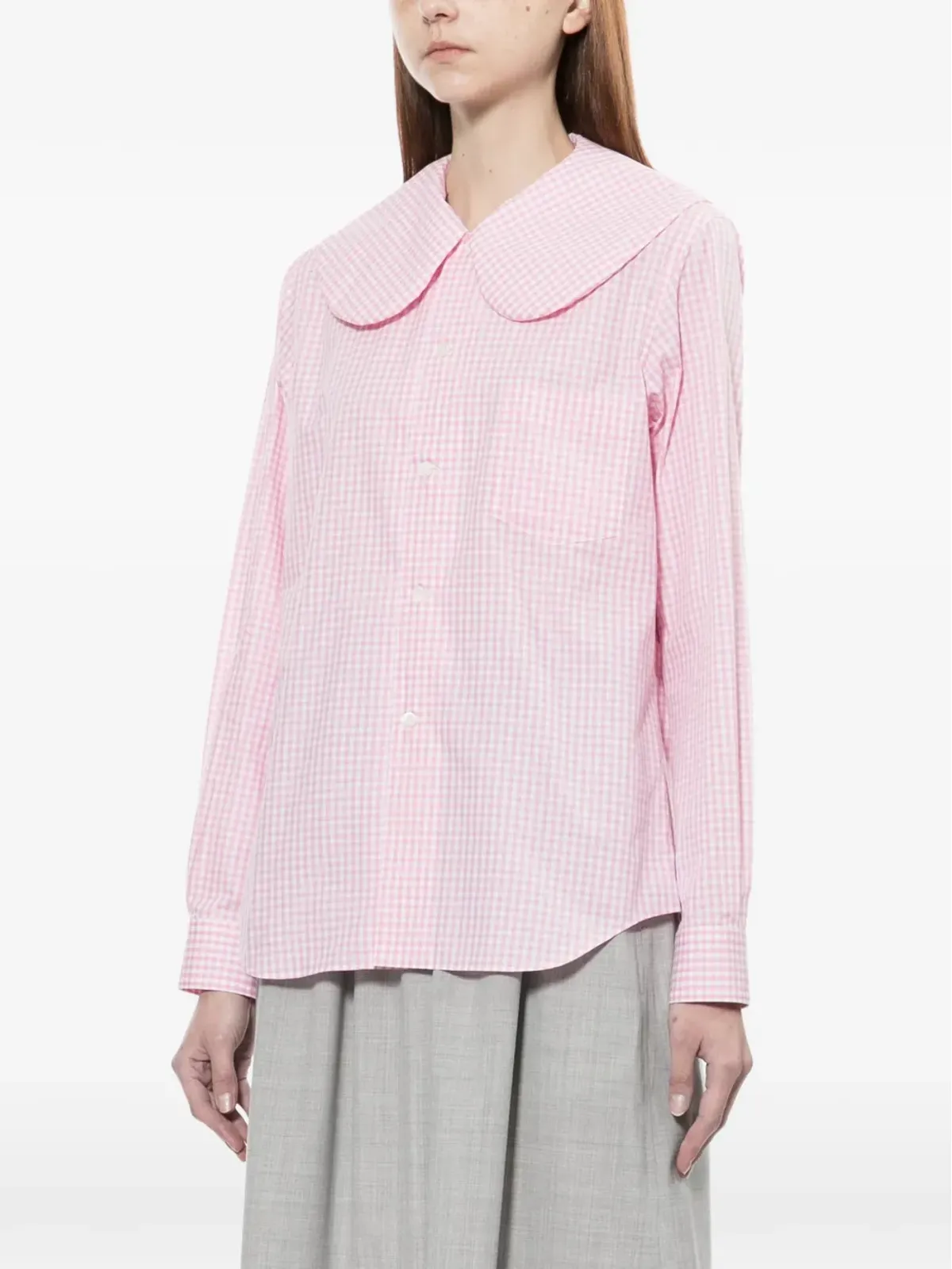 Comme Des Garçons Girl ギンガムチェック ピーターパンカラー シャツ - 画像3