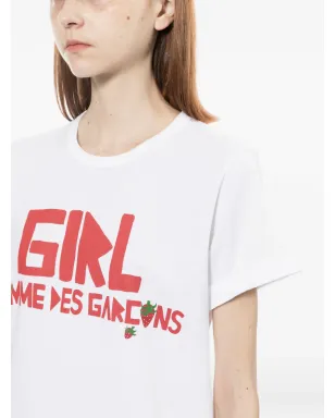 Comme Des Garçons Girl ロゴプリント丸首Tシャツ - ホワイト - サムネイル5