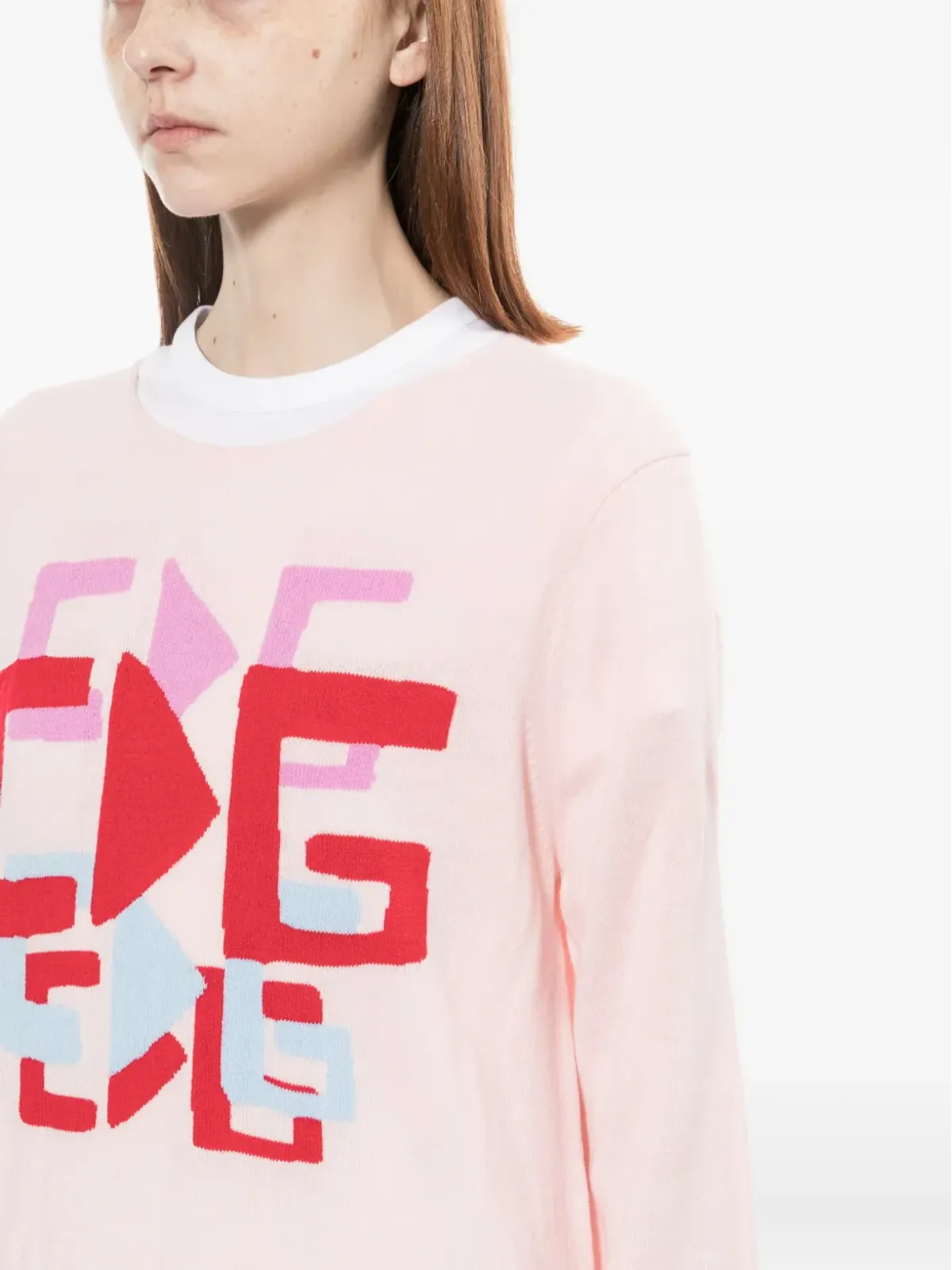 Comme Des Garçons Girl graphic round neck jumper - Pink - 画像5