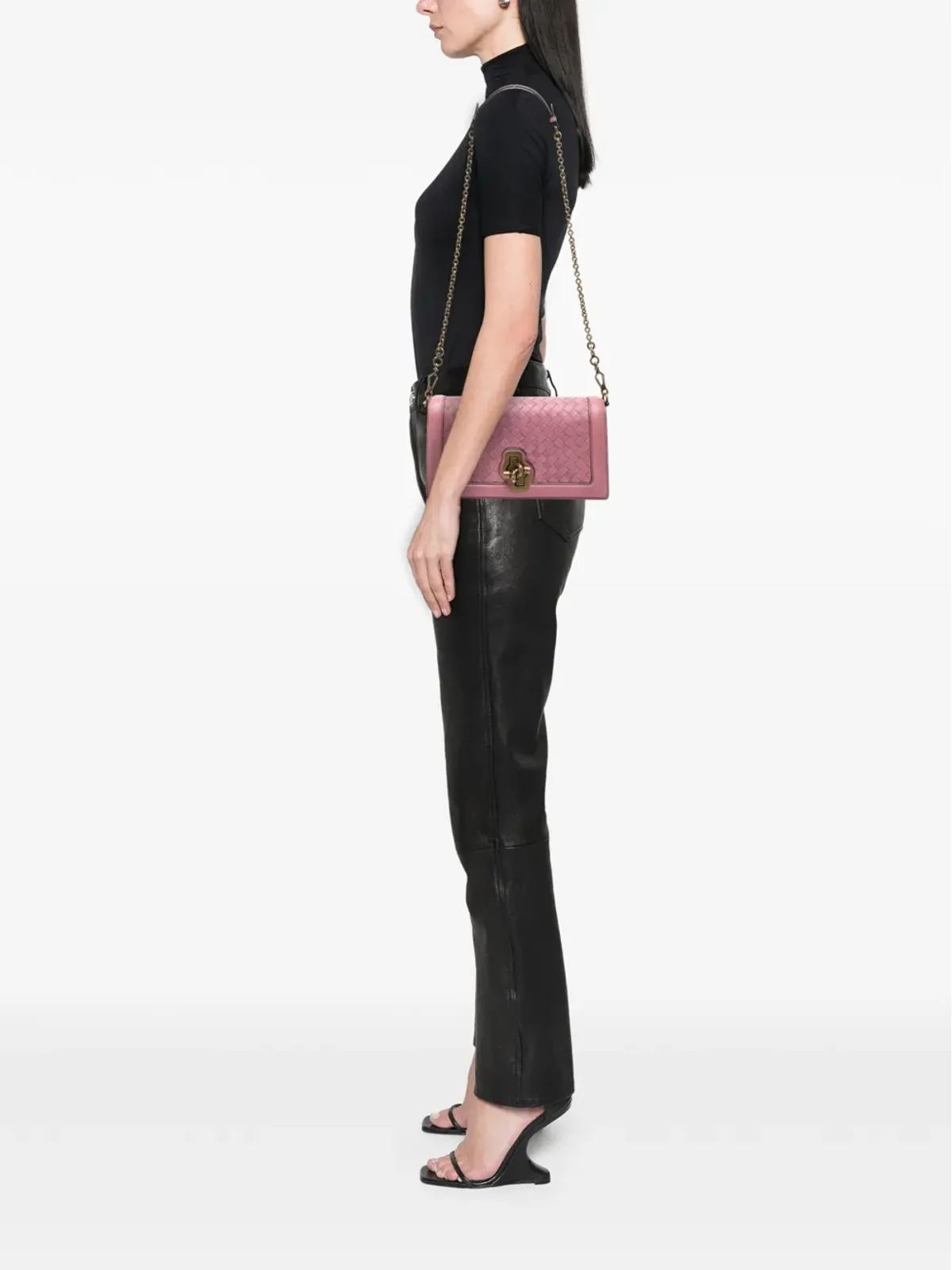 Bottega Veneta ビンテージ 2012-2025 ナッパ・インテレッチャート・オリンピアノット クロスボディバッグ - ピンク - 画像2