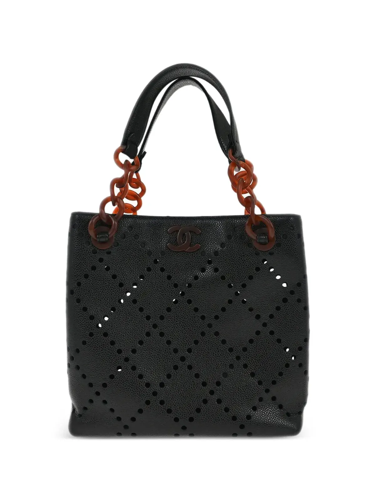 CHANEL Pre-Owned 2003 パーフォレーテッド チェーン トートバッグ - ブラック - 画像1