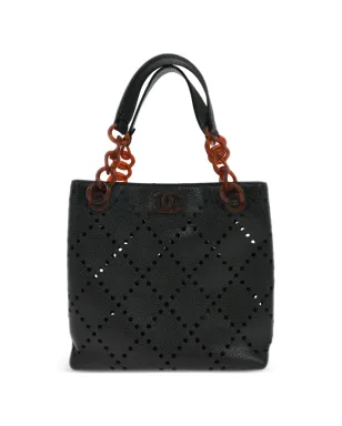 CHANEL Pre-Owned 2003 パーフォレーテッド チェーン トートバッグ - ブラック - サムネイル1
