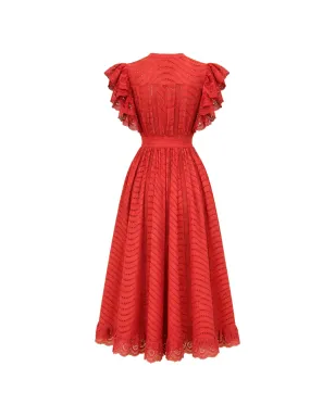 Ulla Johnson オルガ ラッフルVネック ミディドレス - サムネイル2
