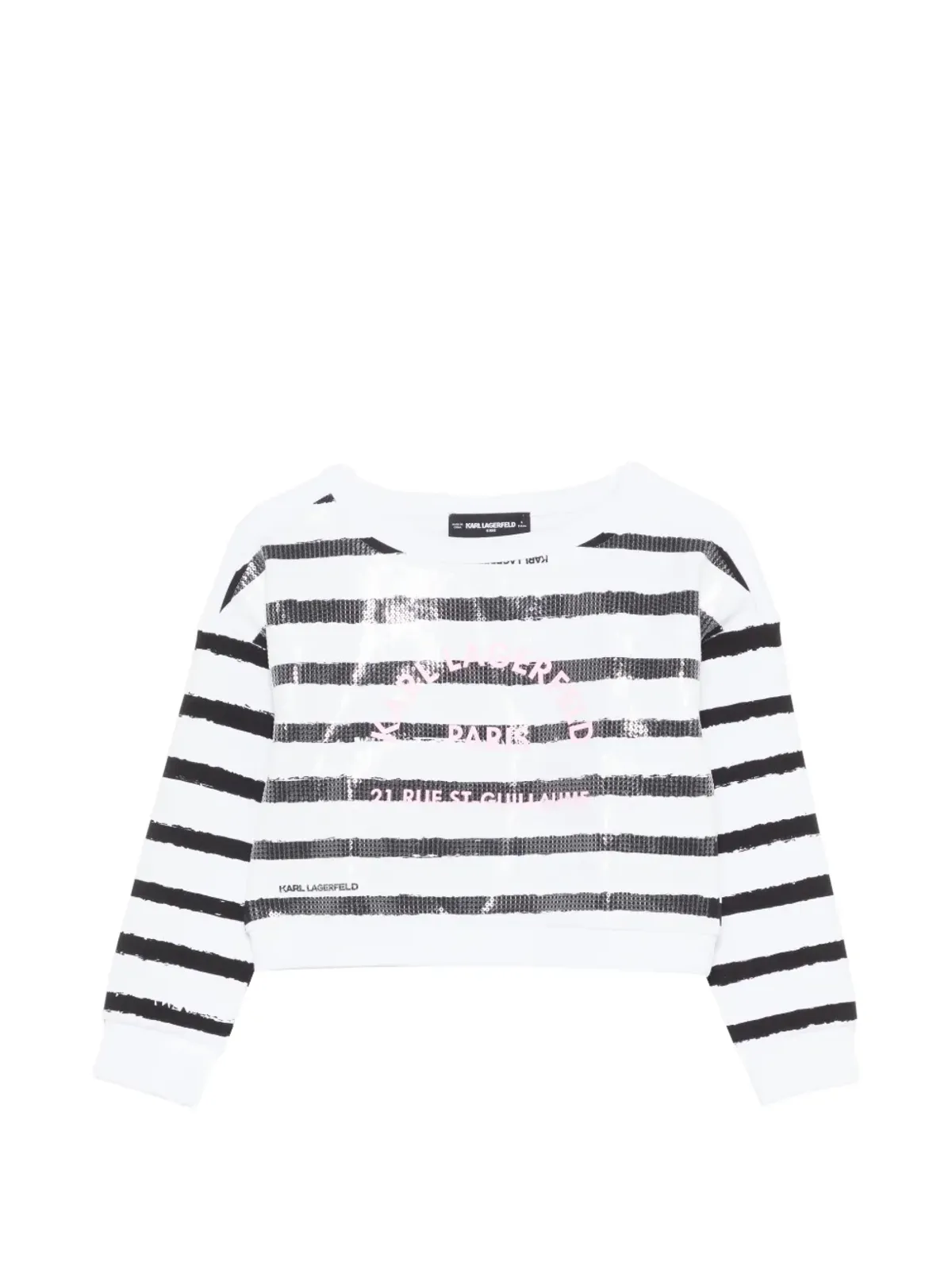 Karl Lagerfeld Kids ストライプ柄のスパンコール付きスウェットシャツ - 画像1