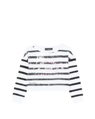 Karl Lagerfeld Kids ストライプ柄のスパンコール付きスウェットシャツ - サムネイル1