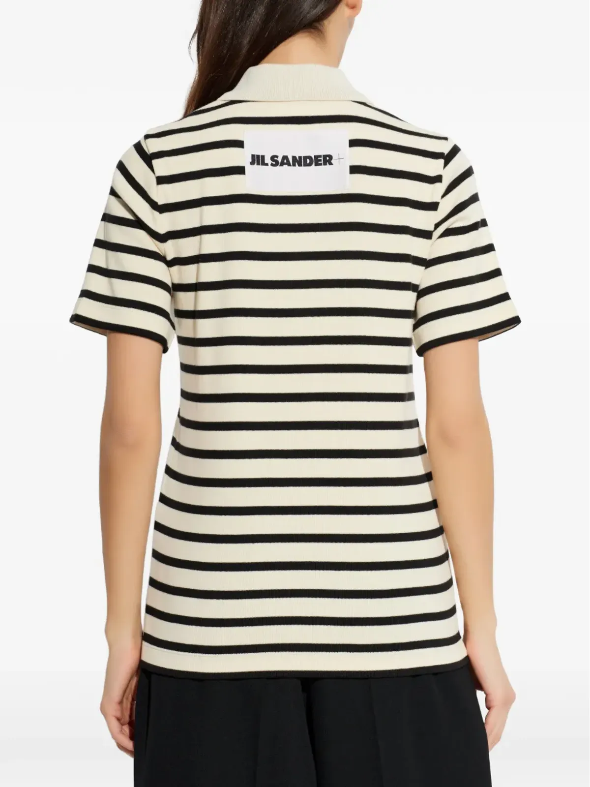 JIL SANDER+ ストライプ柄ジップアップポロトップ - 画像4