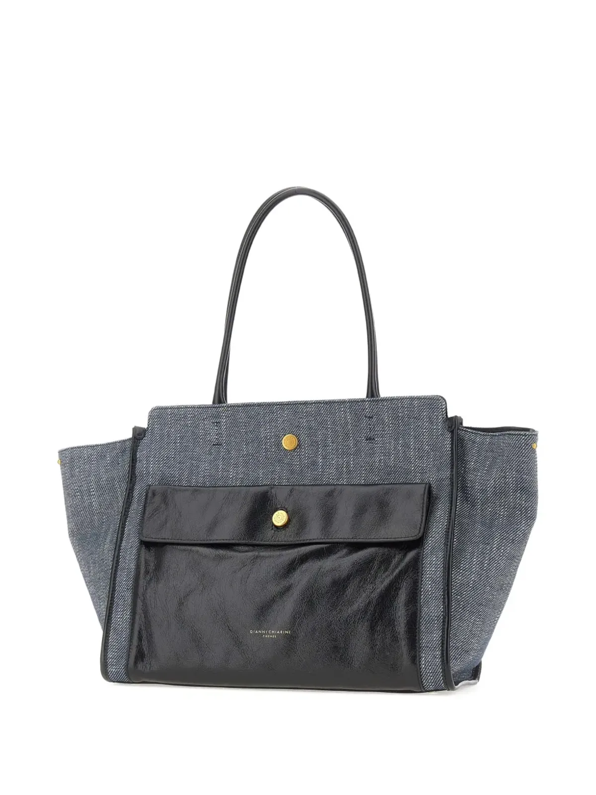 GIANNI CHIARINI Cher デニムレザーアクセント トートバッグ - ブルー - 画像3