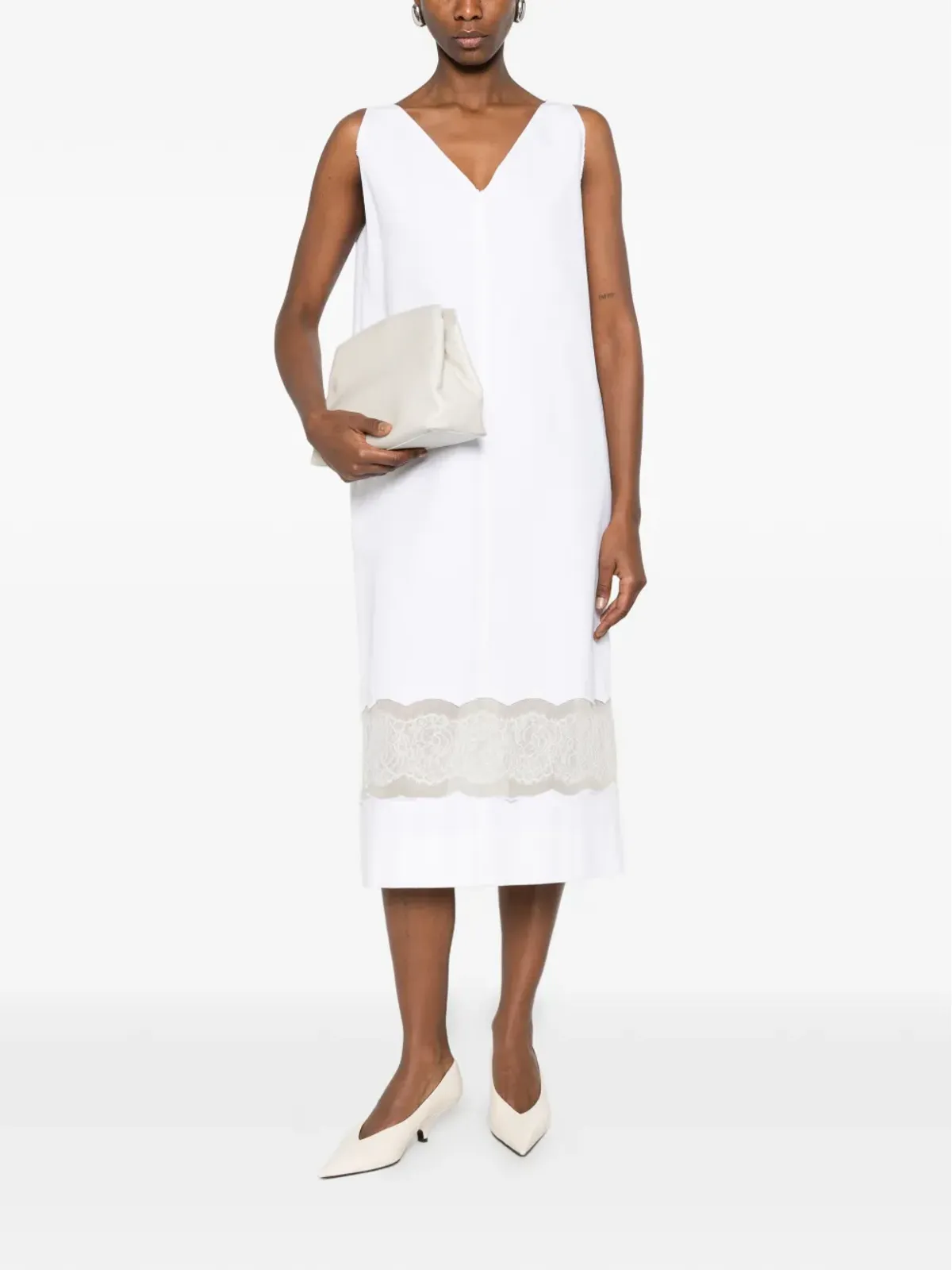 Carven Vネックレースミディドレス - 画像2