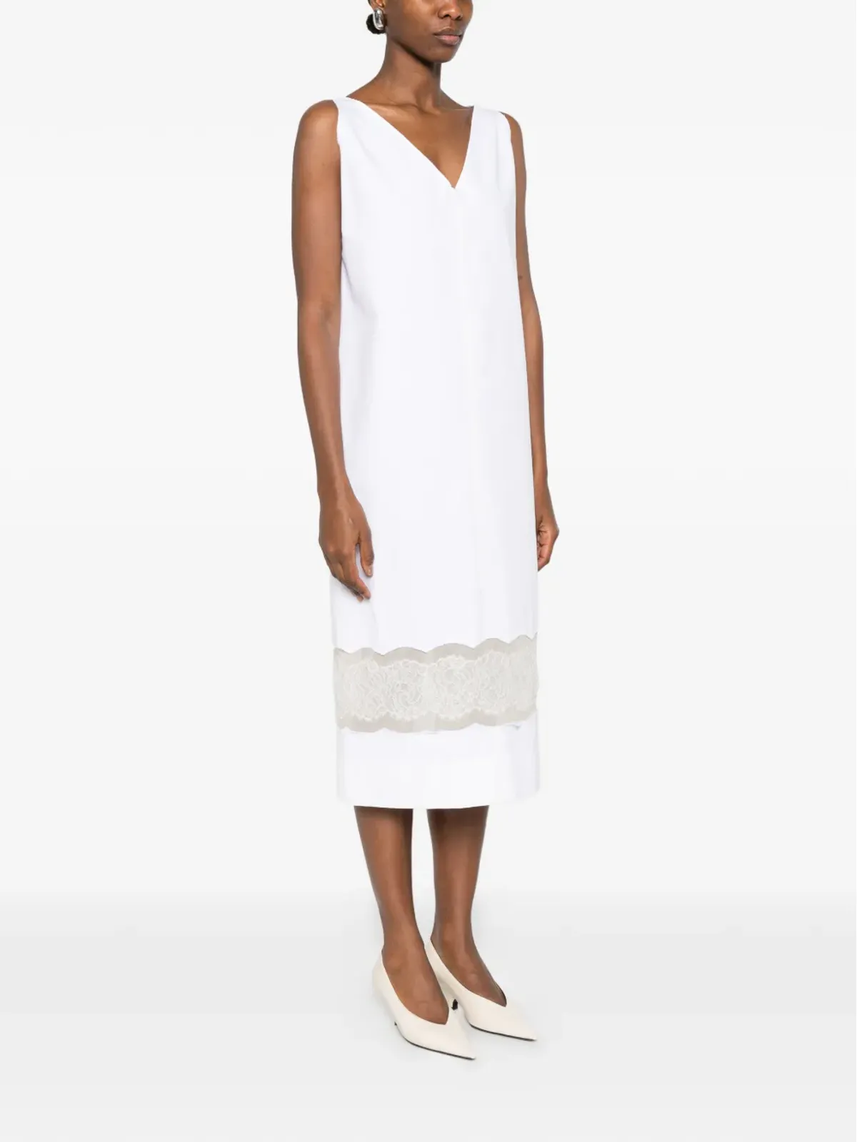 Carven Vネックレースミディドレス - 画像3