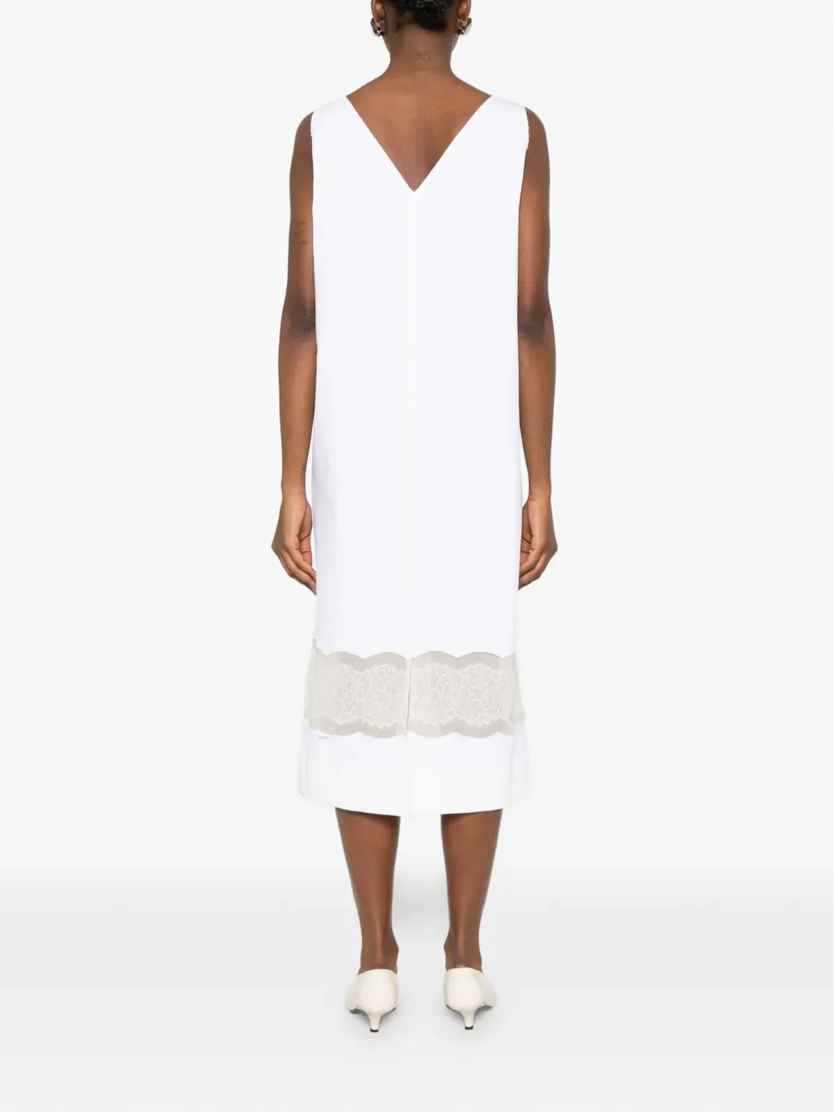 Carven Vネックレースミディドレス - 画像4