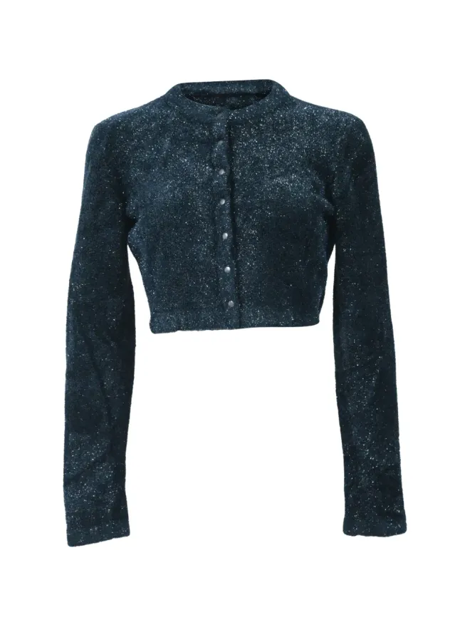Alaïa Pre-Owned Alaïa Pre-Owned ボタン付きグリッター クロップドカーディガンの商品画像