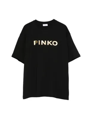Pinko Kids ショートスリーブ ロゴTシャツ - ブラック - サムネイル1