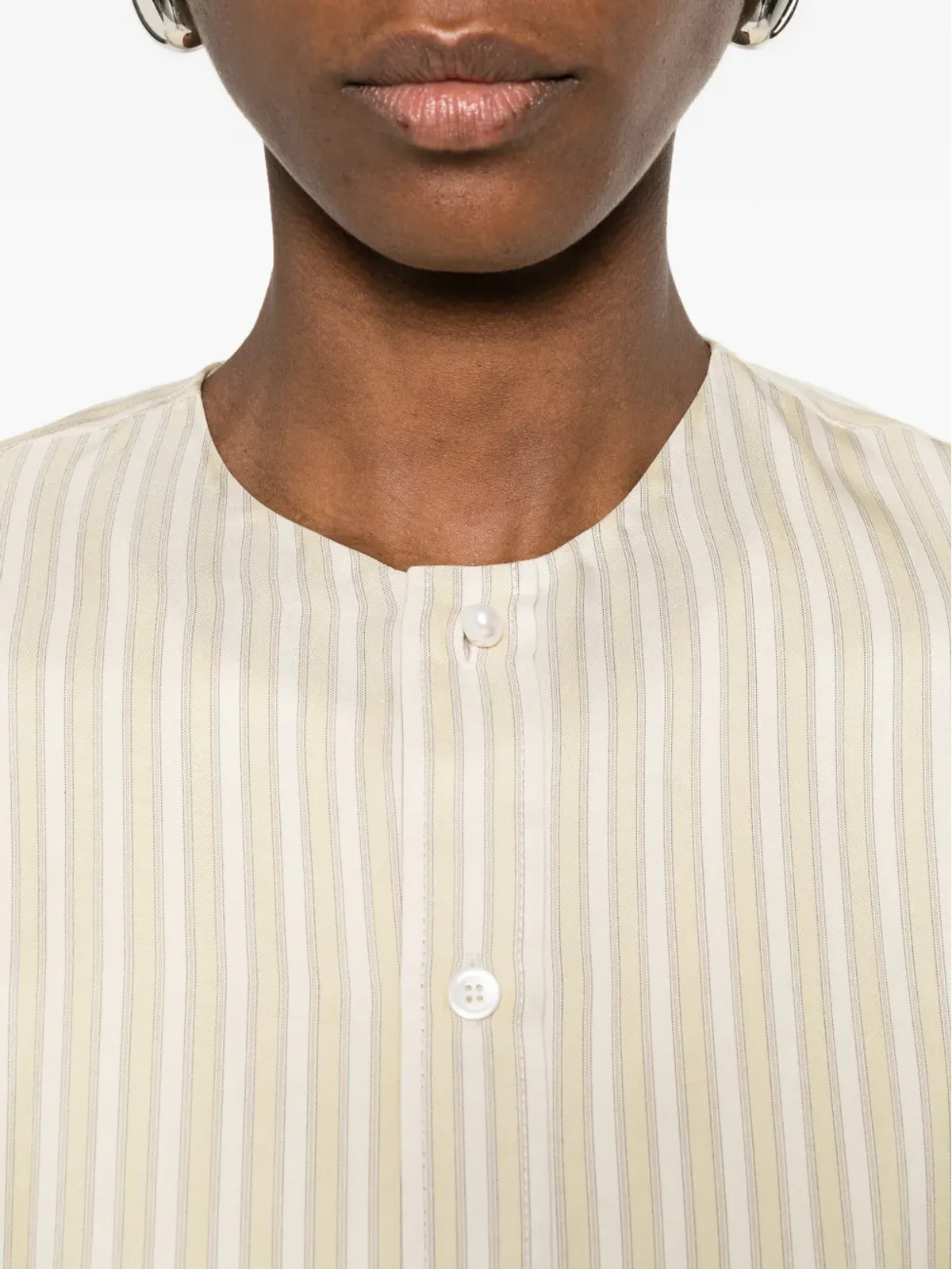 Carven 襟なしストライプシャツ - 画像5