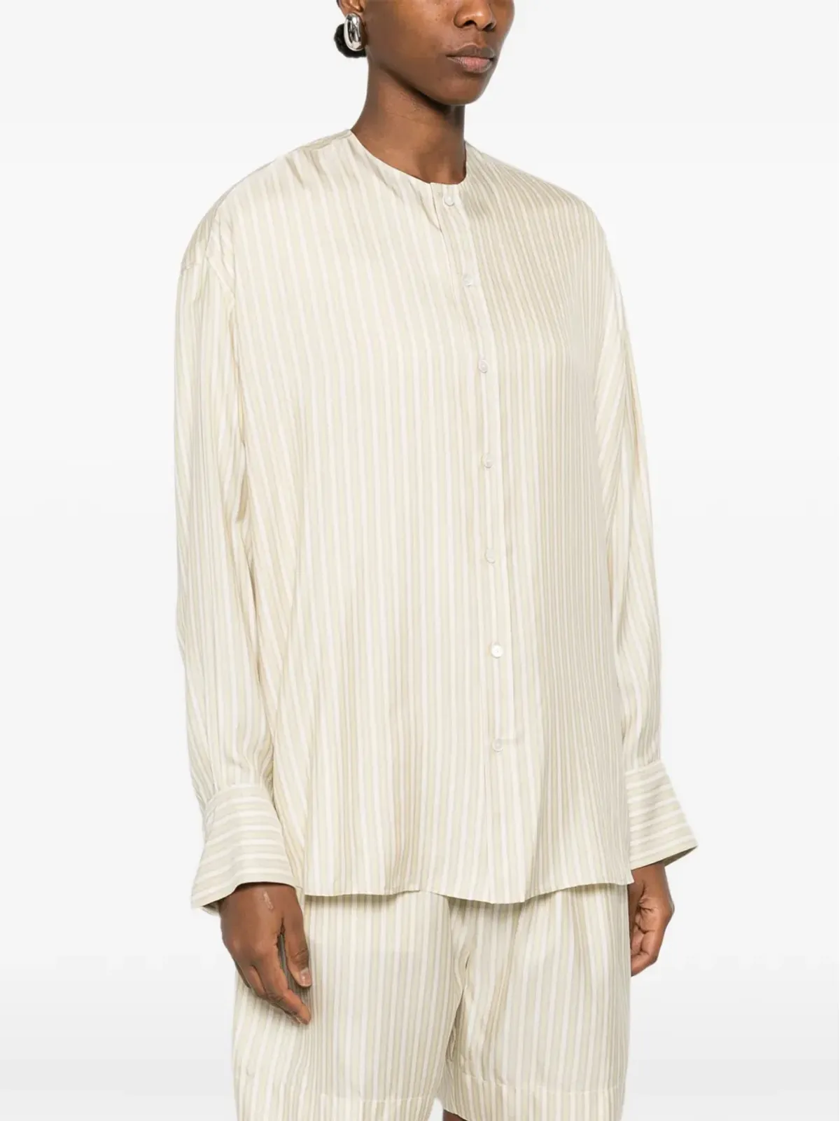 Carven 襟なしストライプシャツ - 画像3
