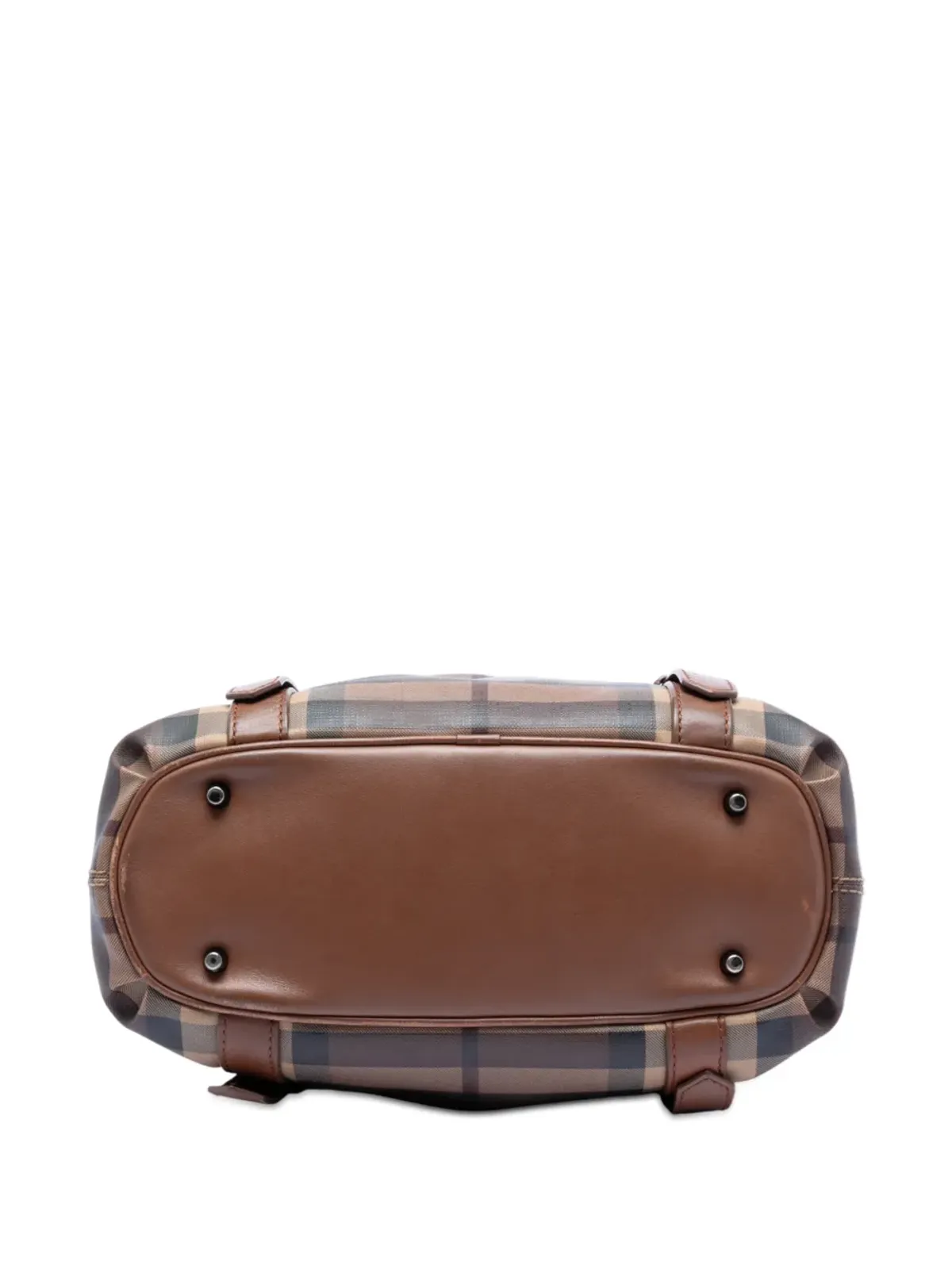 Burberry ビンテージ ノースフィールド・サッチェル（スモークチェック・コーティッドキャンバス、レザー トリム） - ブラウン - 画像4