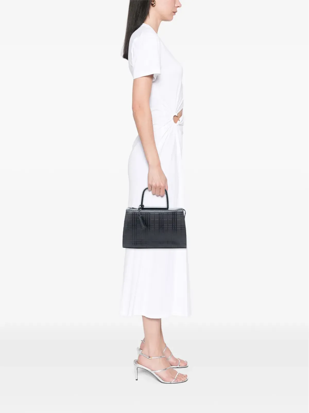 Burberry Pre-Owned ハウスチェック エンボスレザー ハンドバッグ ブルー - 画像2
