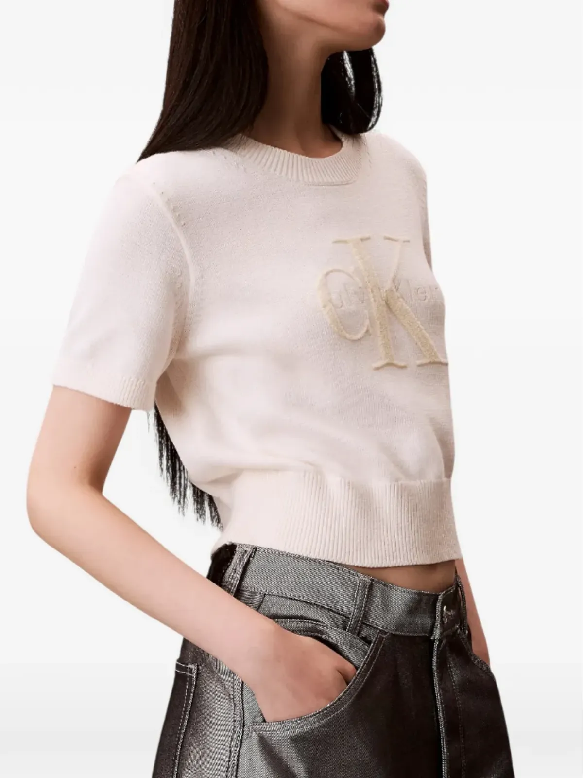 Calvin Klein ロゴ刺繍入りTシャツ - 画像3