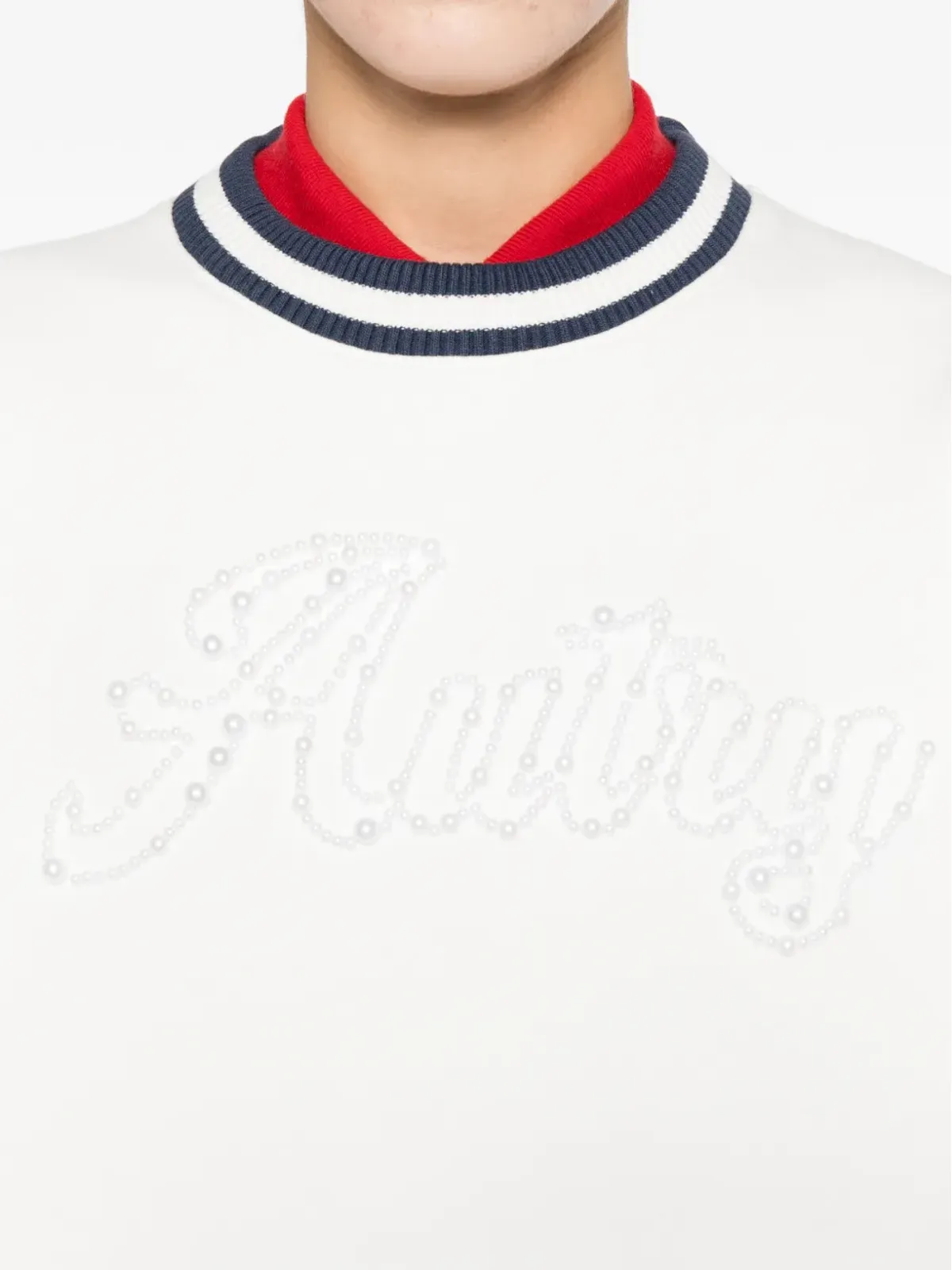 Autry pearl-embellished stripe sweatshirt - White - 画像5
