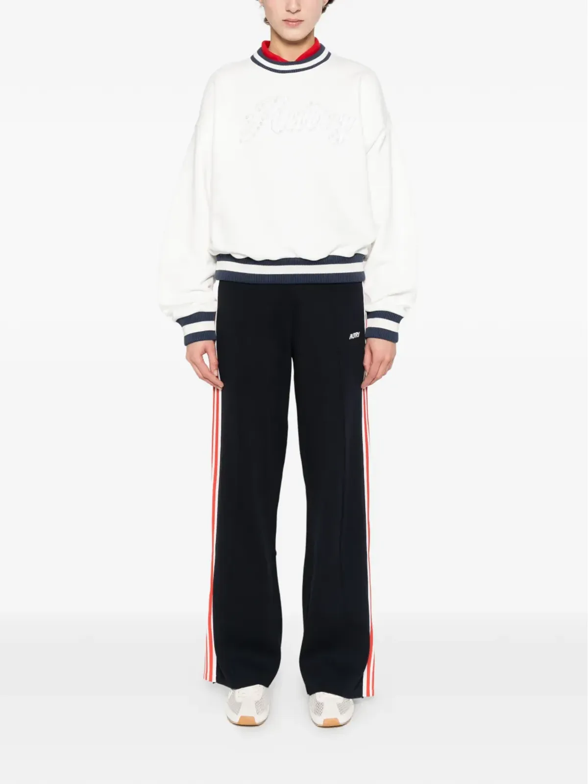 Autry pearl-embellished stripe sweatshirt - White - 画像2