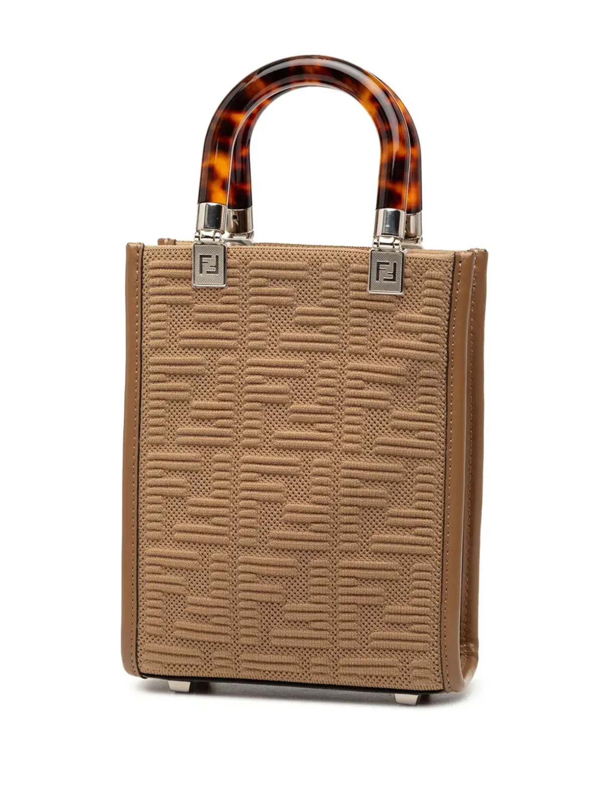 Fendi Vintage 2010-2025 Mini Zucca Embossed Technical Fabric Sunshine Shopper Tote satchel - Brown - 画像3