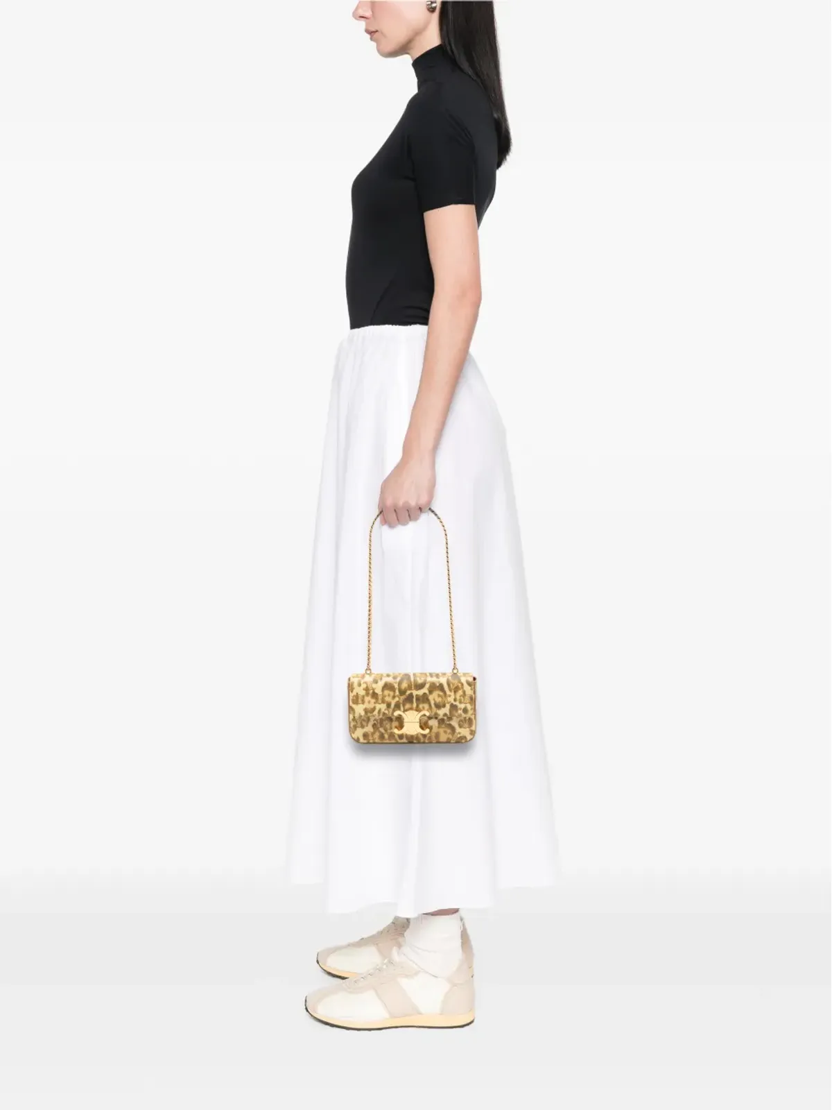 Celine Pre-Owned クロードチェーンショルダーバッグ レオパードプリント カーフレザー ブラウン - 画像2