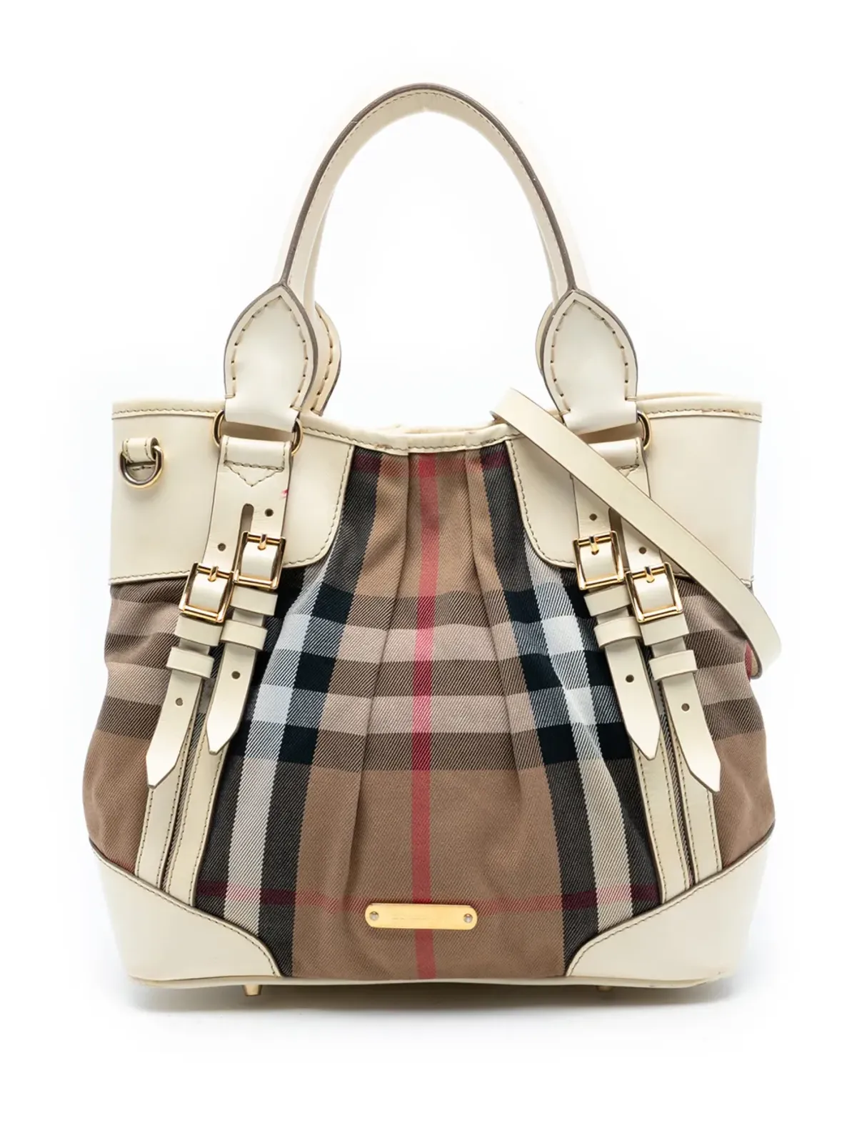 Burberry Vintage ハウスチェック キャンバスとレザー ブライドル・ホイップステッチ サッチェル - 画像1
