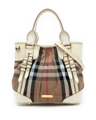 Burberry Vintage ハウスチェック キャンバスとレザー ブライドル・ホイップステッチ サッチェル - サムネイル1
