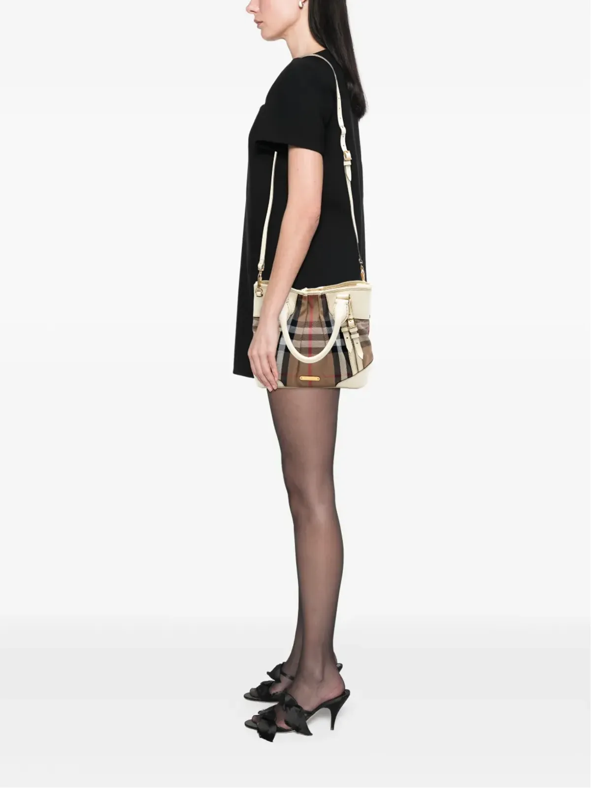 Burberry Vintage ハウスチェック キャンバスとレザー ブライドル・ホイップステッチ サッチェル - 画像2