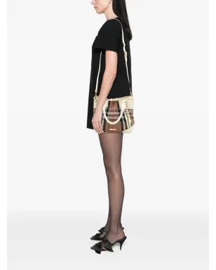 Burberry Vintage ハウスチェック キャンバスとレザー ブライドル・ホイップステッチ サッチェル - サムネイル2