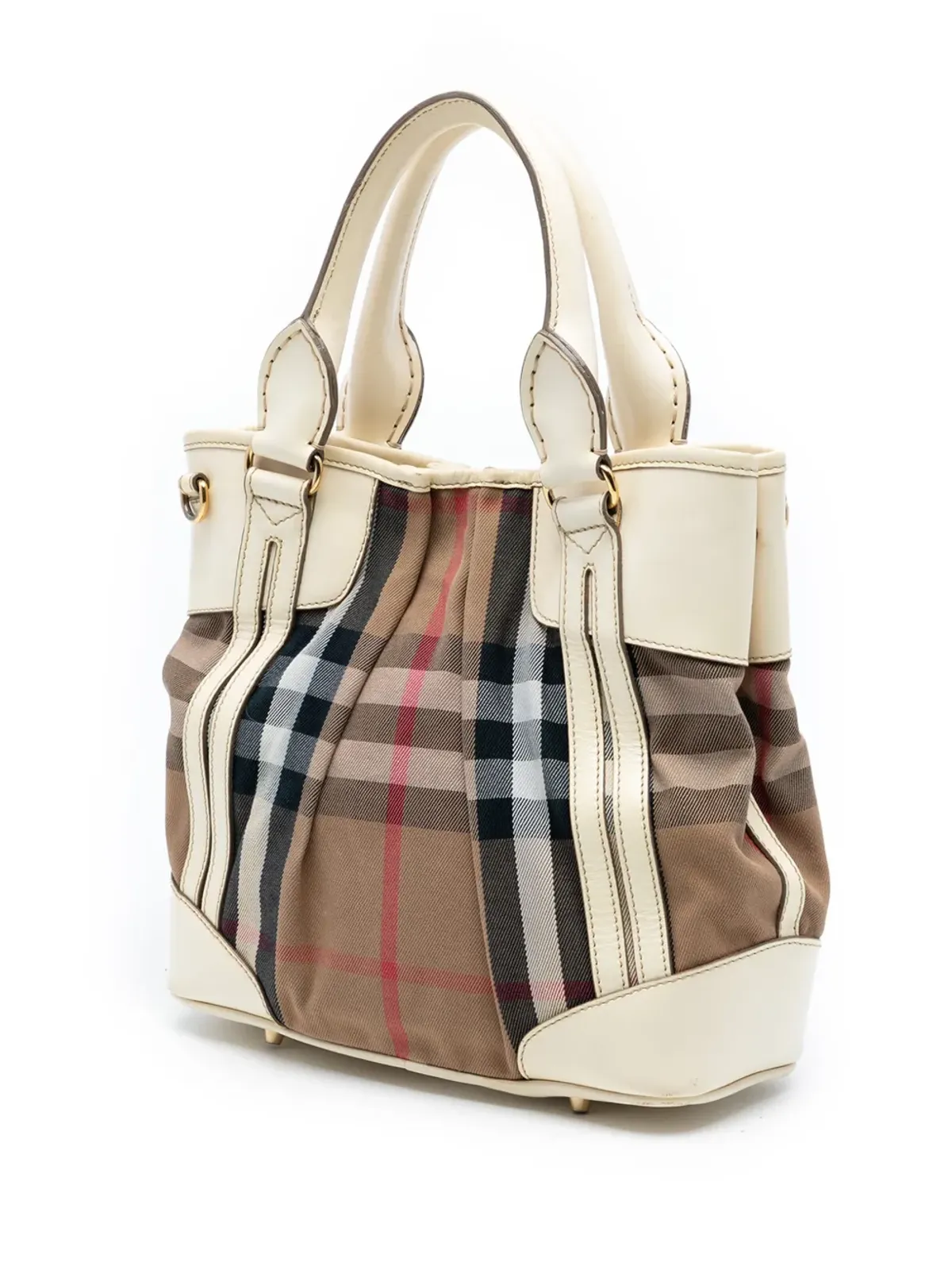 Burberry Vintage ハウスチェック キャンバスとレザー ブライドル・ホイップステッチ サッチェル - 画像3