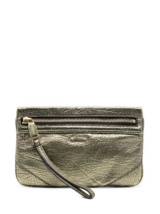 Burberry Pre-Owned Burberry Pre-Owned メタリックグレインレザー ウィストレット/クラッチバッグ - ゴールドの商品画像